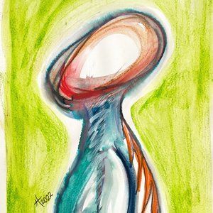 Iam… Original Wall Art Mixed Media Painting 11x14in Matted Frame Ready